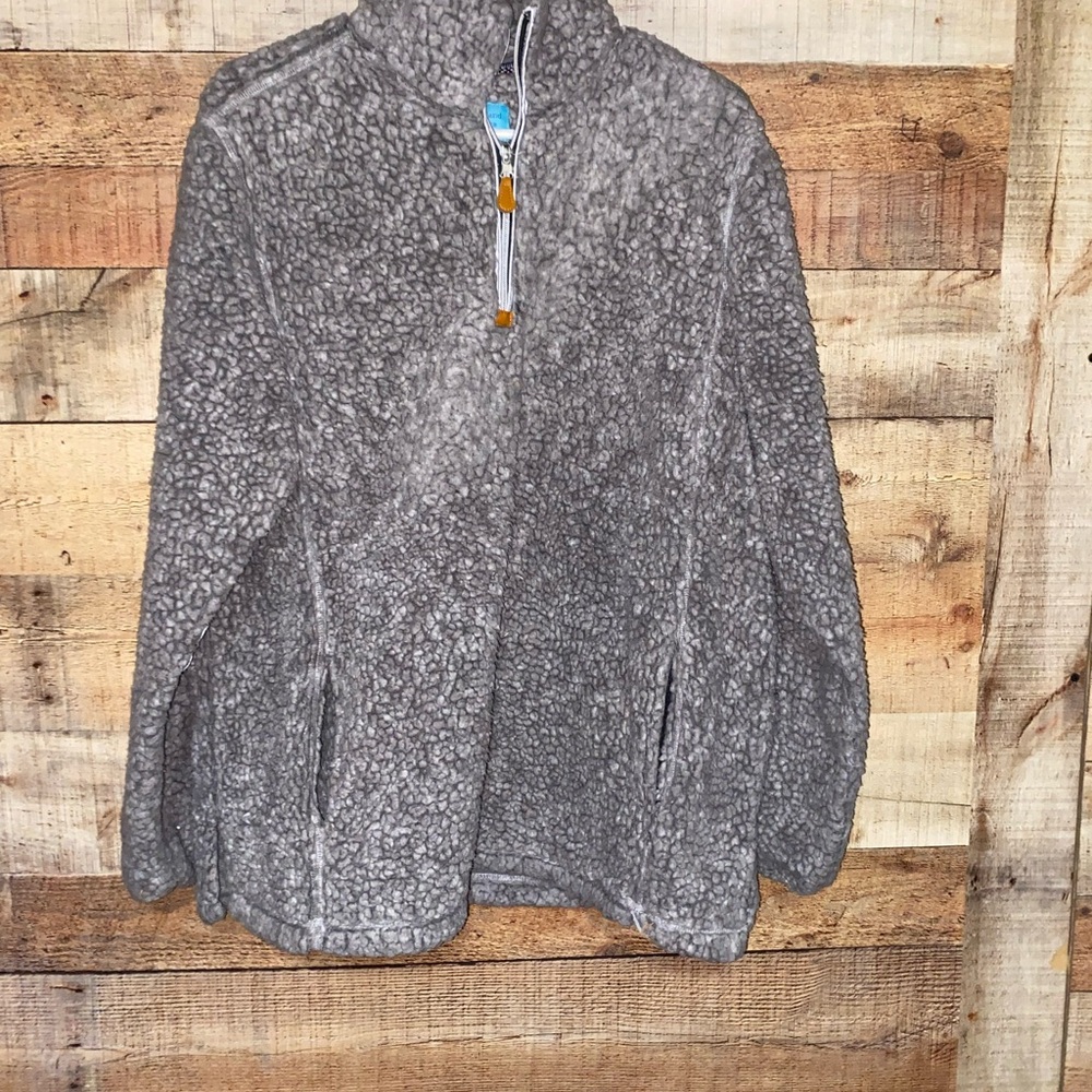 Gray Fleece Pullover Jacket Size Medium - image 1
